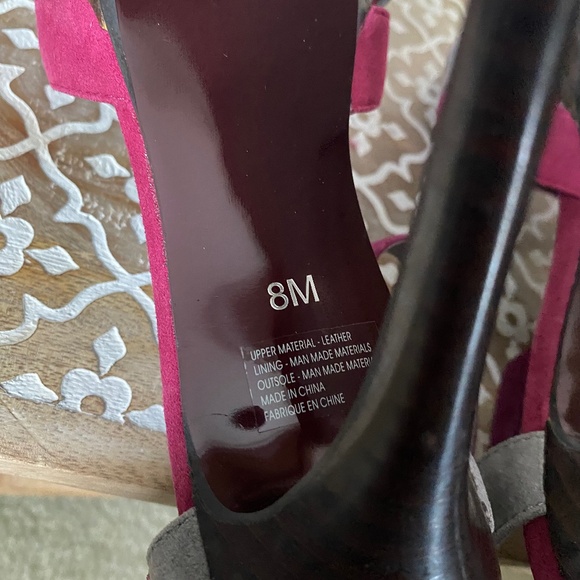 Grey, Purple and Fuschia Suede Strappy Heels, Size 8 - Picture 6 of 13